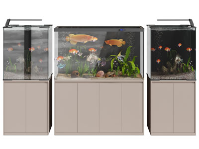 新中式带收纳柜的鱼缸水族