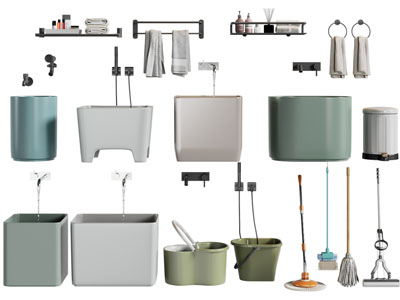 现代毛巾架 拖把池卫浴小件3d模型 现代毛巾架 拖把池卫浴小件