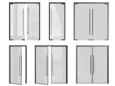 现代办公玻璃大门 双开门