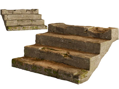 现代石路 户外青苔石阶 破旧石阶