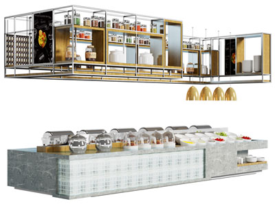 现代自助餐调料台 取餐台 吊架