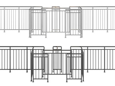 现代不锈钢围栏 围挡 护栏 出入通行大门
