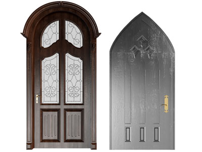 欧式拱形实木平开门