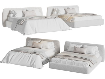 现代布艺双人床