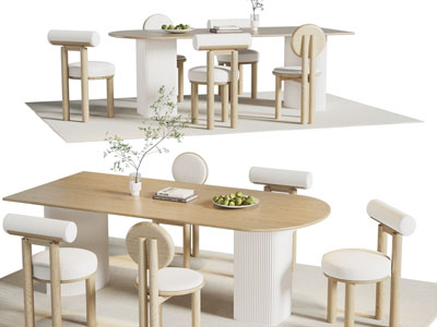 侘寂风实木餐桌椅组合