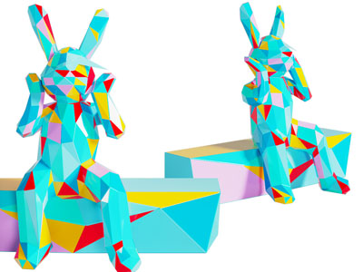 现代彩色兔子雕塑雕刻摆件3d模型 现代彩色兔子雕塑雕刻摆件