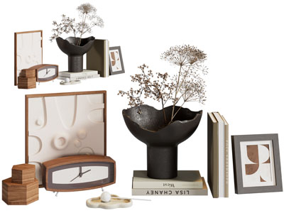 现代书籍 花瓶 装饰画摆件组合