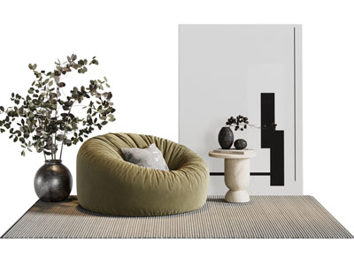 现代布艺懒人沙发 边几