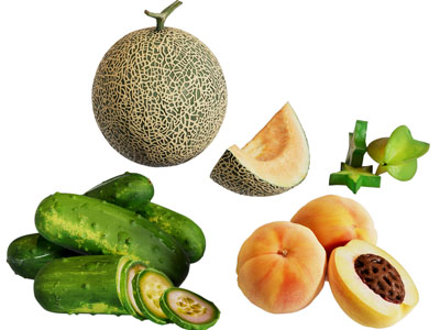 现代哈密瓜、黄瓜水果食物