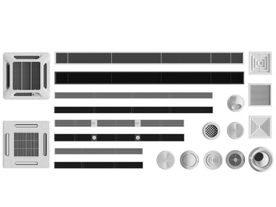 现代空调出风口 排风扇 烟雾报警器3d模型 现代空调出风口 排风扇 烟雾报警器