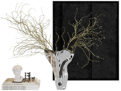 现代花瓶花卉 书籍摆件组合