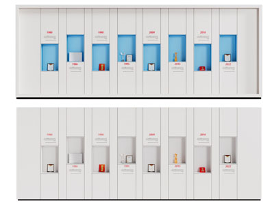 现代奖状 奖牌 奖杯陈列背景墙3d模型 现代奖状 奖牌 奖杯陈列背景墙