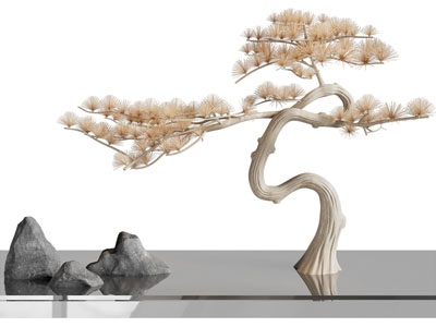 新中式松树 石头景观园艺小品