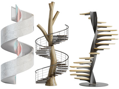 现代实木旋转 转角楼梯3d模型 现代实木旋转 转角楼梯