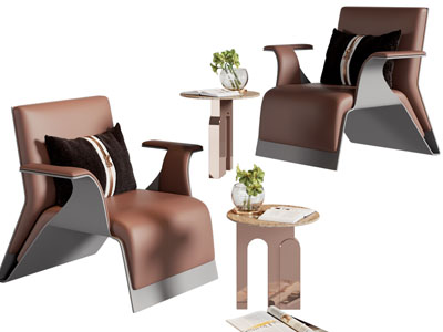 现代休闲椅子、边几