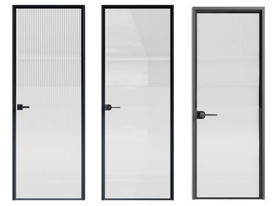 现代黑色边框的长虹玻璃平开门