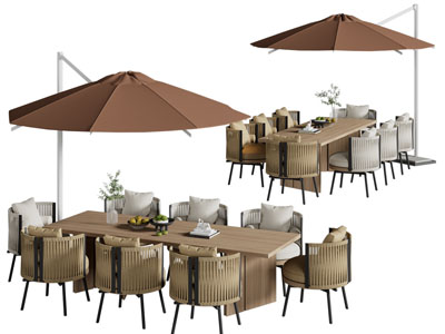 现代户外遮阳伞 休闲桌椅组合