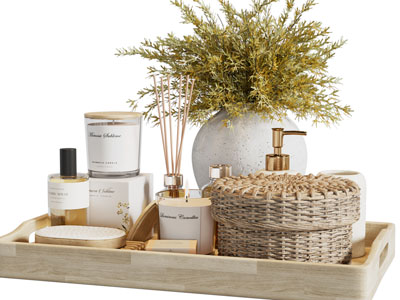 北欧托盘洗护用品 花瓶 香薰 卫浴小件3d模型 北欧托盘洗护用品 花瓶 香薰 卫浴小件