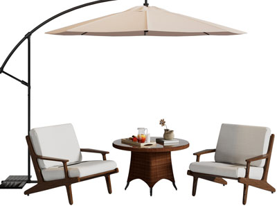 现代户外休闲椅子 边几 遮阳伞