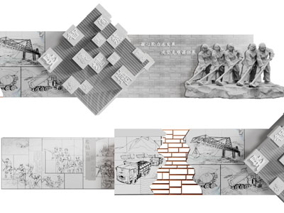 新中式浮雕 文化墙 背景墙3d模型 新中式浮雕 文化墙 背景墙