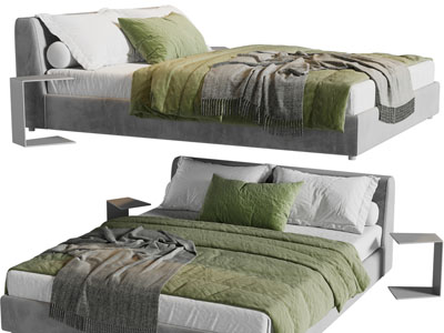 现代布艺双人床