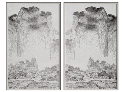 新中式山脉水墨装饰挂画3d模型 新中式山脉水墨装饰挂画