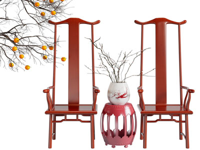 新中式高背休闲椅子 扶手椅子