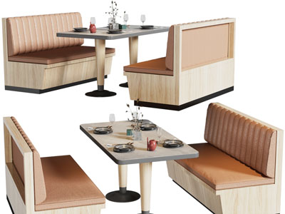 现代卡座餐桌椅组合