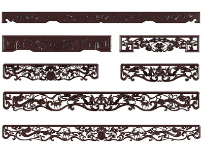 中式实木雕花 装饰构件 挂落 门楣