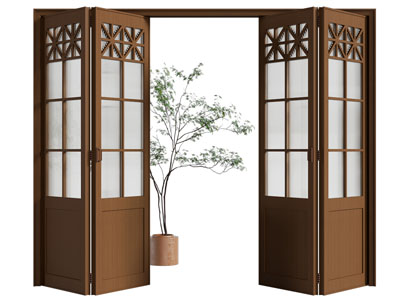 新中式实木推拉门 折叠门