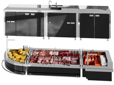 现代超市保鲜柜 生鲜展示柜 冰柜3d模型 现代超市保鲜柜 生鲜展示柜 冰柜