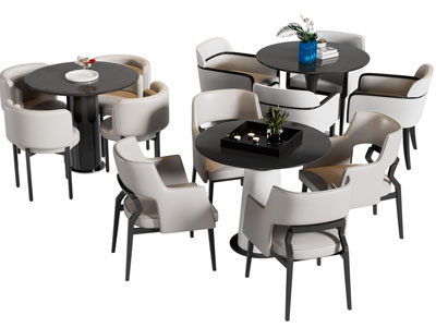 现代圆形休闲桌椅组合