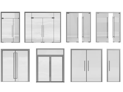 现代办公玻璃大门 双开门