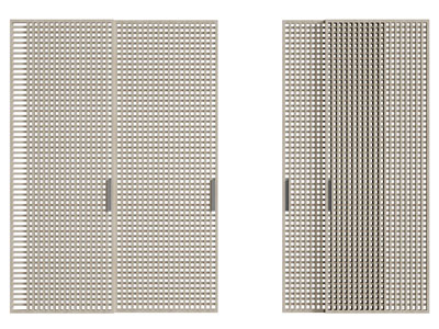 现代实木栅格推拉门