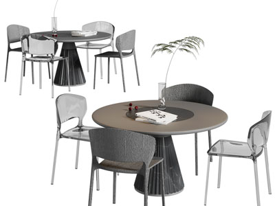 现代圆形休闲桌椅组合