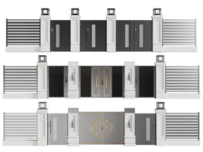 新中式庭院大门 围墙