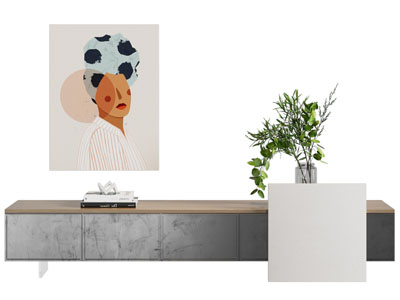 现代电视柜 装饰挂画