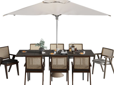 侘寂风遮阳伞 餐桌椅组合