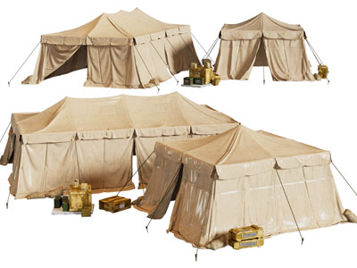 现代军用帐篷 武器 军用物资3d模型 现代军用帐篷 武器 军用物资