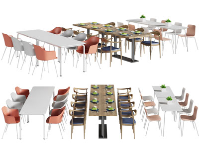 现代八人位实木餐桌椅组合