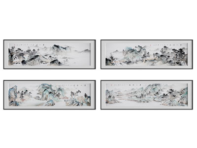 新中式山脉装饰挂画3d模型 新中式山脉装饰挂画