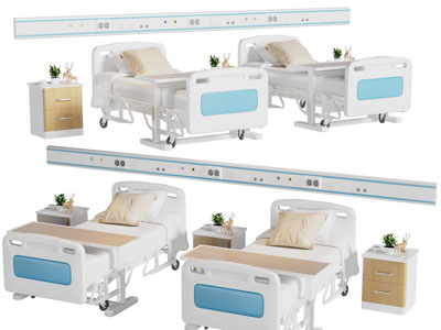 现代病房病床 床头柜医疗器械3d模型 现代病房病床 床头柜医疗器械