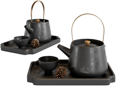 新中式陶艺托盘茶壶 茶杯