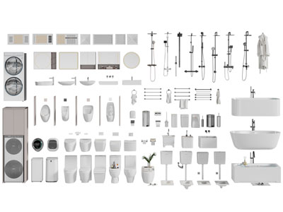现代暖风扇 洗衣机 马桶 浴缸 淋浴花洒卫浴小件3d模型 现代暖风扇 洗衣机 马桶 浴缸 淋浴花洒卫浴小件