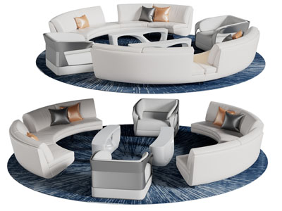 现代户多人 单人沙发和茶几组合