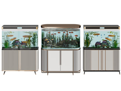 新中式收纳柜鱼缸水族