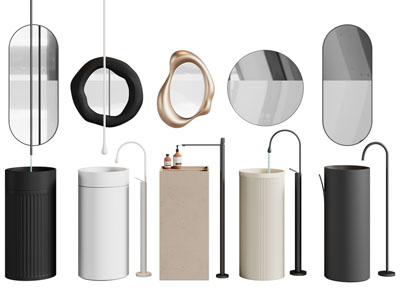 现代立式洗手台 镜子