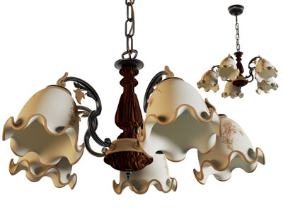 美式陶瓷花朵灯罩吊灯