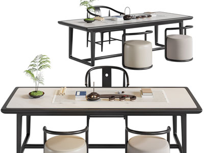 新中式书桌椅组合