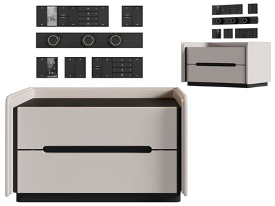 现代床头柜 床头插座 开关面板3d模型 现代床头柜 床头插座 开关面板
